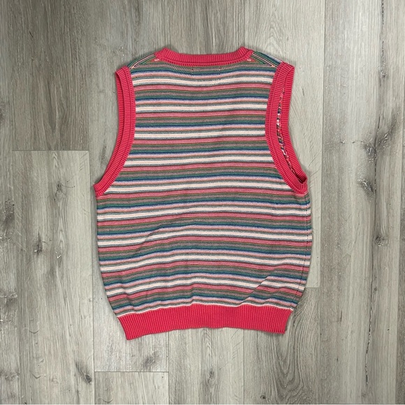 Izod Club Pink Multicoloured Horizontal Striped Large Vest - Picture 2 of 4